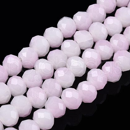 Two-Tone Imitation Jade Glass Beads Strands GLAA-T033-01B-07-1