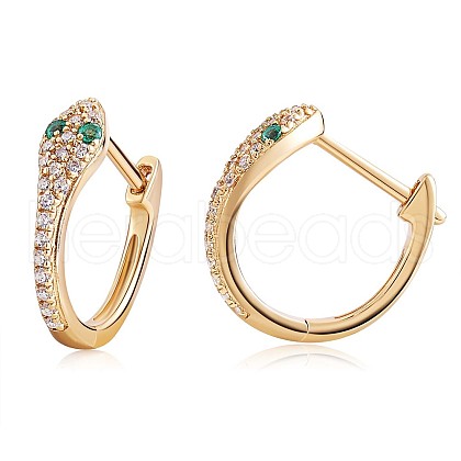 925 Sterling Silver Snake Hoop Earrings with Cubic Zirconia for Women JE960A-1