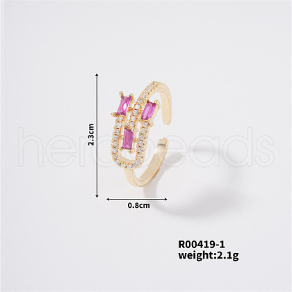 Stylish Brass Rhinestones Open Cuff Ring for Women TK3170-8-1