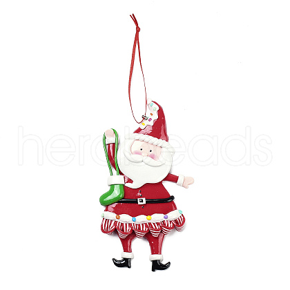 Christmas Santa Claus Handmade Polymer Clay Pendant Decorations HJEW-P017-01B-1
