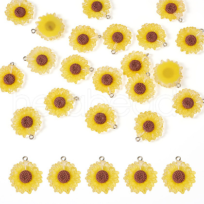 Translucent Resin Flower Pendants RESI-TAC0010-99-1