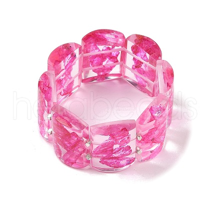 Epoxy Resin Dyed Natural Imperial Jasper Domino Beaded Stretch Bracelets for Women BJEW-G698-02A-1