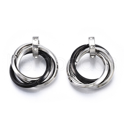 Ion Plating(IP) 201 Stainless Steel Interlocking Ring Pendants STAS-N099-01B-1