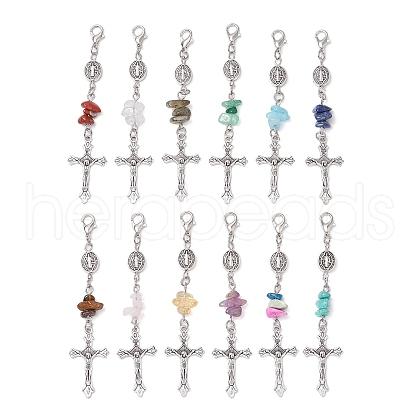 Tibetan Style Alloy Cross Pendant Decoration HJEW-JM02684-1