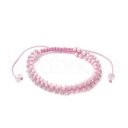 Round Glass Seed Braided Bead Bracelets BJEW-MZ00088-02-1