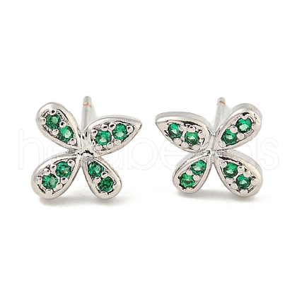 Rack Plating Brass Micro Pave Clear Cubic Zirconia Stud Earrings EJEW-N055-02P-03-RS-1