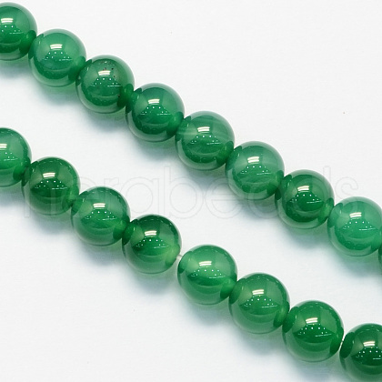 Round Natural Dyed & Heated Green Onyx Agate Beads Strands G-S123-6mm-1