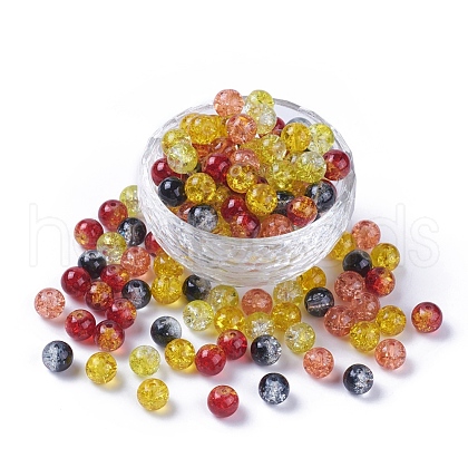 5 Colors Spray Painted & Baking Painted Crackle Glass Beads CCG-X0010-07-8mm-1