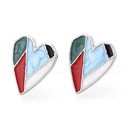 304 Stainless Steel Enamel Stud Earrings EJEW-T047-24-P-1