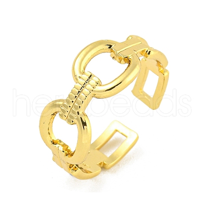 304 Stainless Steel Oval Link Chain Open Cuff Rings for Women RJEW-G321-03G-1