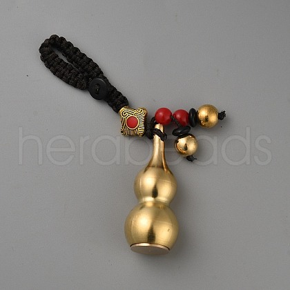 Feng Shui Gourd Brass Pendant Decorations HJEW-WH20002-01B-1
