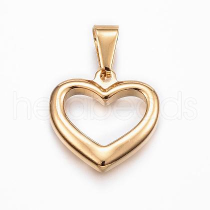 304 Stainless Steel Open Heart Pendants STAS-H372-23G-1