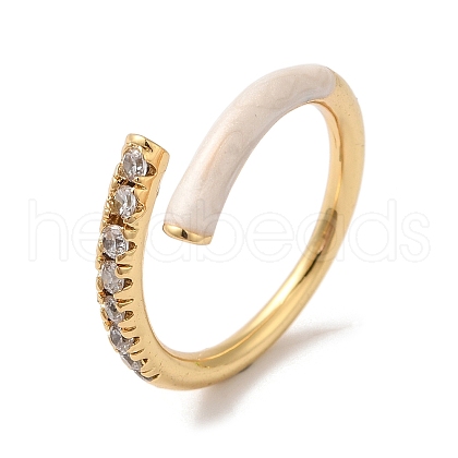 Rack Plating Brass Cubic Zirconia Open Cuff Rings for Women RJEW-S407-04F-1