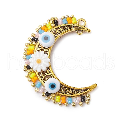 Glass Seed & Lampwork & Natural Freshwater Shell Bead Pendants PALLOY-MZ00248-1