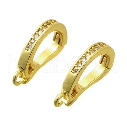 Brass Micro Pave Clear Cubic Zirconia Fold Over Clasps KK-M316-01G-1