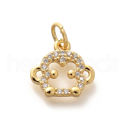 Rack Plating Brass Micro Pave Cubic Zirconia Pendants KK-H508-28G-10-1