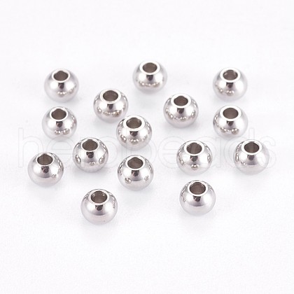 Non-Tarnish 304 Stainless Steel Smooth Round Beads STAS-M006-01E-1