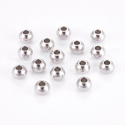 304 Stainless Steel Smooth Round Beads STAS-M006-01E-1