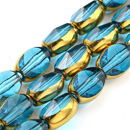 Electroplate Transparent Glass Beads Strands EGLA-G037-03A-HP06-1