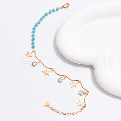 Fashionable Brass Star Tassel Anklets for women QD3125-1