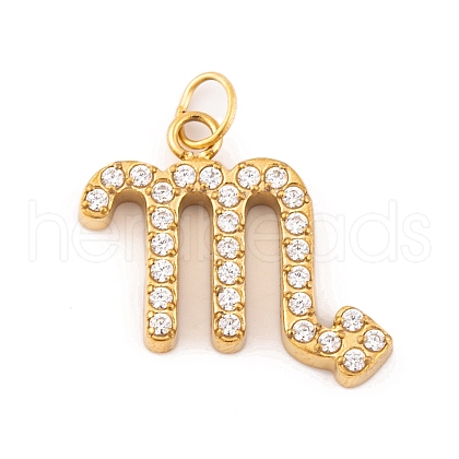 316 Stainless Steel Micro Pave Cubic Zirconia Pendants STAS-K284-01L-G-1