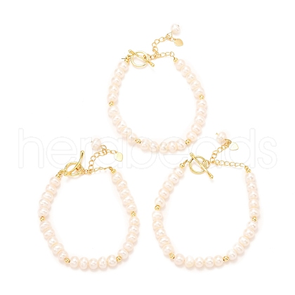 Natural Pearl Beaded Bracelets BJEW-D447-07G-1