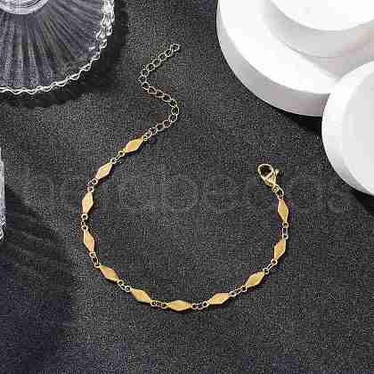 304 Stainless Steel Rhombus Link Chain Bracelets for Women BJEW-JB11603-01-1