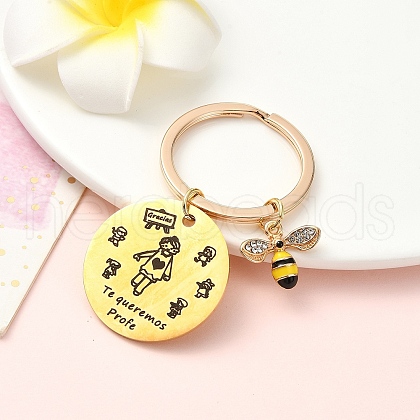 Alloy Rhinestone & 201 Stainless Steel Keychain KEYC-YW00091-02-1