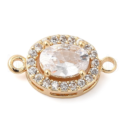 Brass Pave Clear Cubic Zirconia Connector Charms KK-G503-31G-1