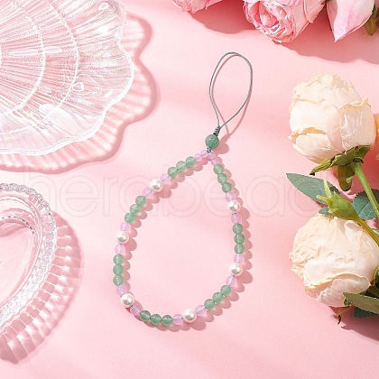 Natural & Dyed Malaysia Jade Mobile Straps HJEW-JM03426-01-1