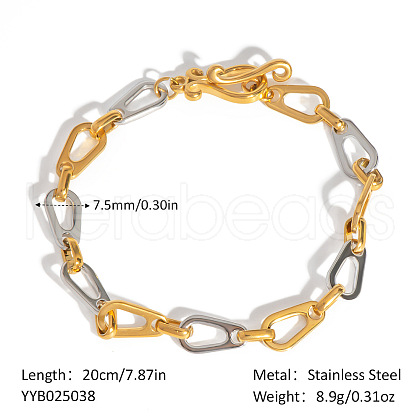 Stainless Steel Teardrop Link Chain Bracelets for Unisex KY6567-3-1