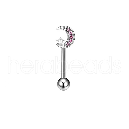 Titanium Alloy Pink Cubic Zirconia Eyebrow Curved Barbell Rings WGA8E4A-01-1