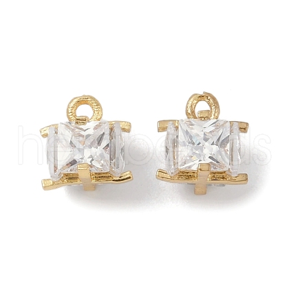 Rack Plating Brass Micro Pave Clear Cubic Zirconia Pendants KK-A224-09G-1