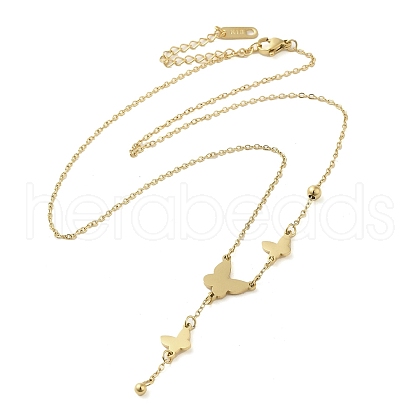 Ion Plating(IP) Butterfly Pendant Necklaces NJEW-K265-01G-1