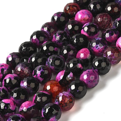 Dyed & Heated Natural Fire Crackle Agate Beads Strands G-P539-B01-07-1