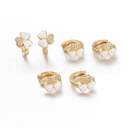 Brass Micro Pave Clear Cubic Zirconia Huggie Hoop Earrings EJEW-I246-02G-C-1
