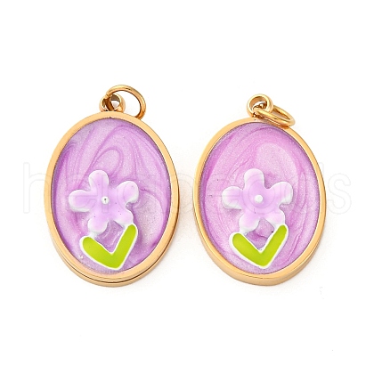 304 Stainless Steel Enamel Pendants STAS-U061-43G-03-1