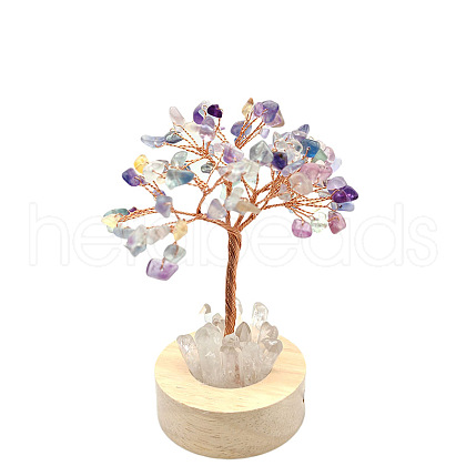 Natural Fluorite Chips Tree Night Light Lamp Decorations PW-WG63079-04-1