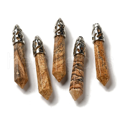 Natural Picture Jasper Pointed Big Pendants G-Z055-01P-08-1