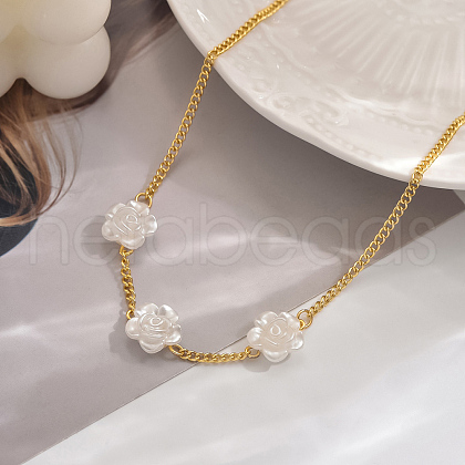 Brass & Plastic Sweet Flower Pendant Necklaces for Women Holiday Party Vacation Accessory GH9024-1-1
