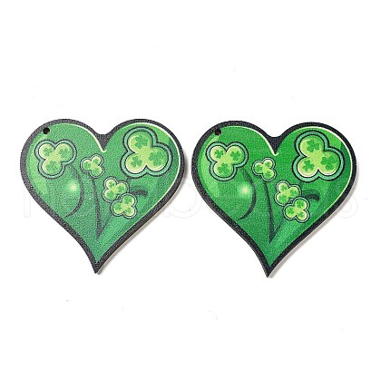 Saint Patrick's Day Single Face Printed Wood Pendants WOOD-E016-06-1