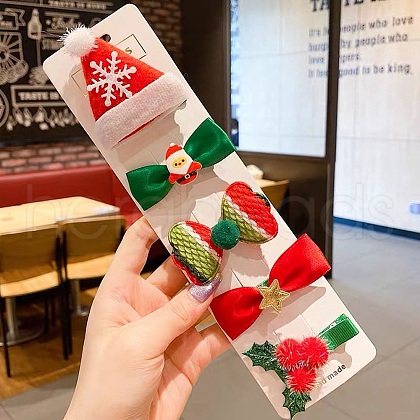 Christmas Theme Cloth Felt Fabric Alligator Hair Clip OHAR-R100-01D-1