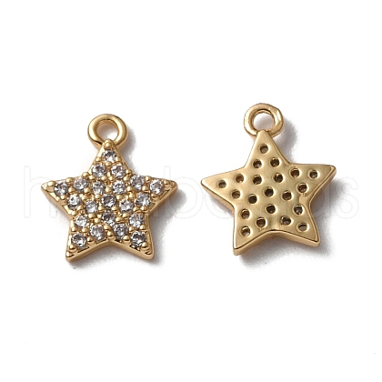 Brass Micro Pave Clear Cubic Zirconia Charms KK-E068-VF270-1