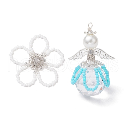 2Pcs 2 Styles Glass Seed Bead Pendants PALLOY-MZ00710-02-1