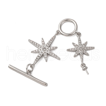 Brass Micro Pave Clear Cubic Zirconia Toggle Clasps KK-A223-36P-1