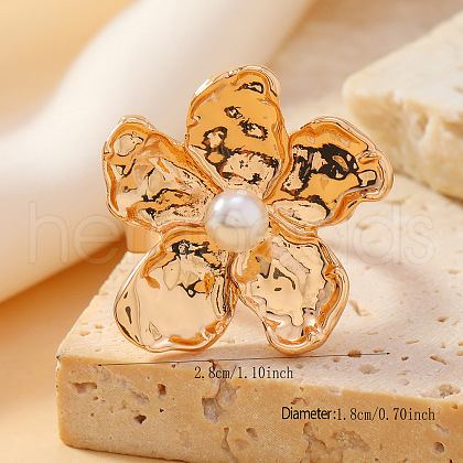 Vintage Metal Pearl Adjustable Finger Rings for Women QG5501-6-1