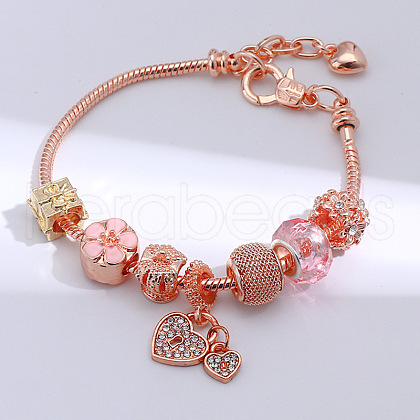 Heart Lock Brass Enamel European Charm Bracelets FS-WGCDDA6-02-1