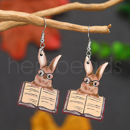 Cute Rabbit Wooden Dangle Earrings for Easter ZX2883-7-1