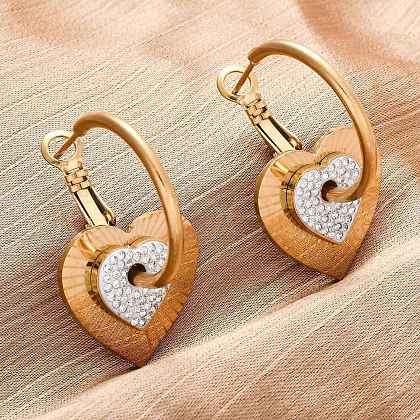 304 Stainless Steel Rhinestone Hoop Earrings EJEW-Z098-11G-1