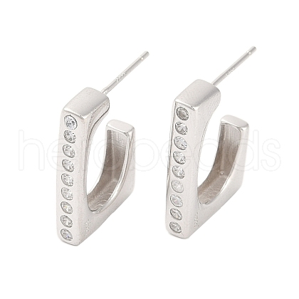 925 Sterling Silver Micro Pave Clear Cubic Zirconia Stud Earrings EJEW-U013-05P-1